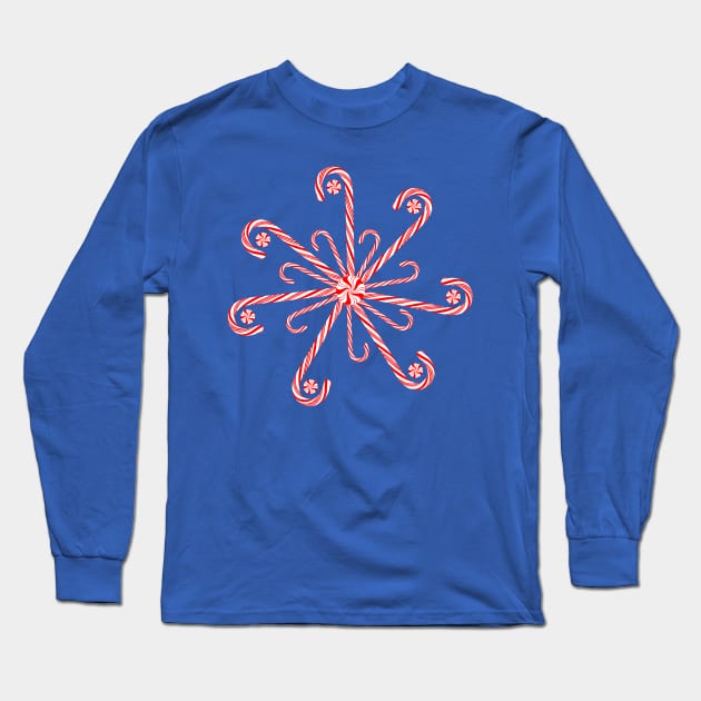 Peppermint Candy Cane Snowflake Long Sleeve T-Shirt by Art by Deborah Camp